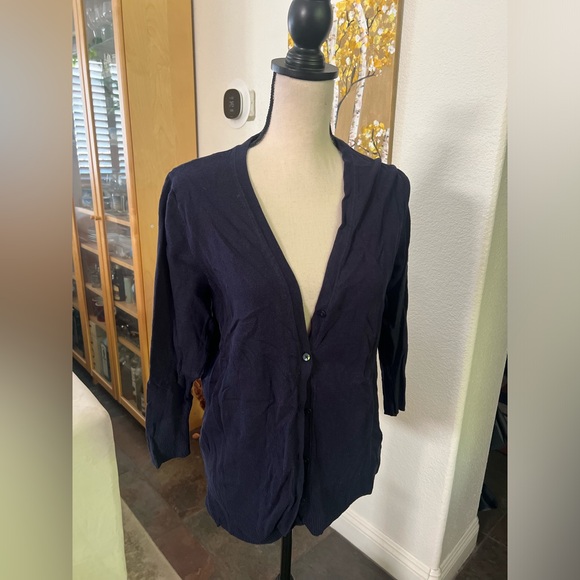 Merona - classic dark navy blue v-neck cardigan - Picture 1 of 6